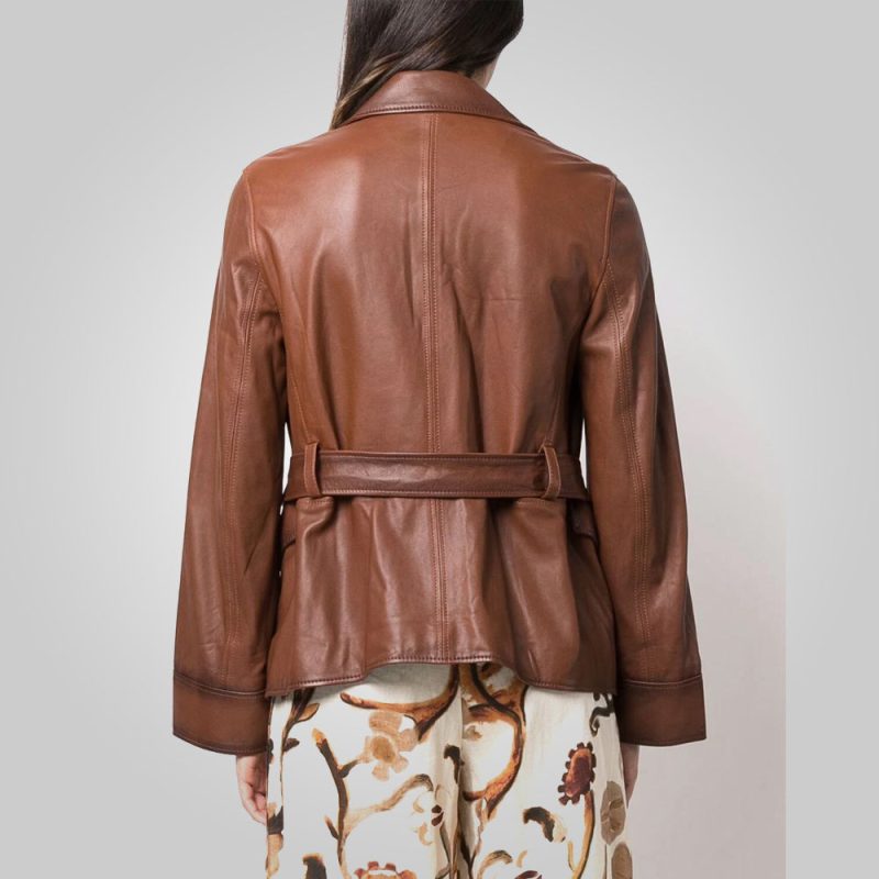 WomenGoatskinBeltedBrownLeatherJacket2