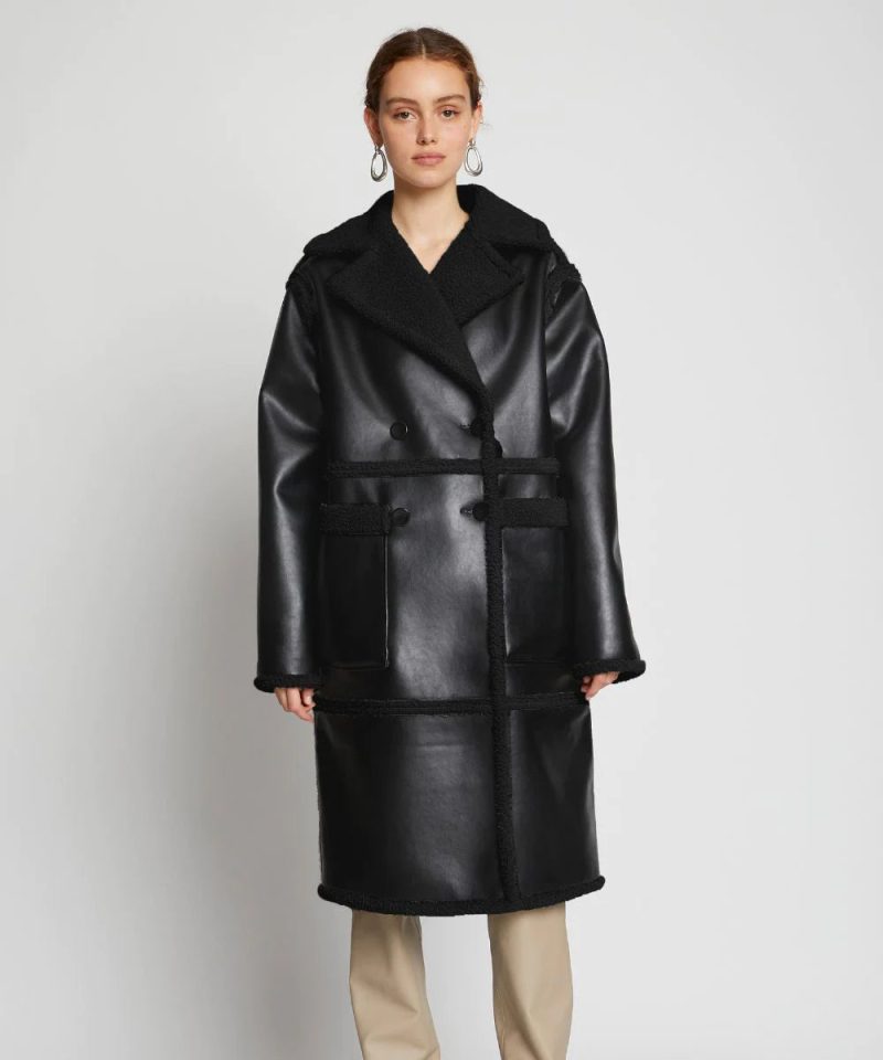 Women sDusterSherpaLeatherTrenchShearlingCoat2