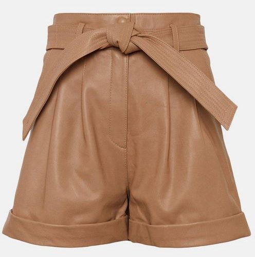 Women sHighWaistBrownLeatherBeltedShorts3