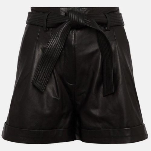 Women sHightWaistBlackLeatherBeltedShorts3