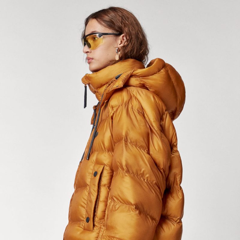 Women sInfernoYellowHoodedPufferJacket2