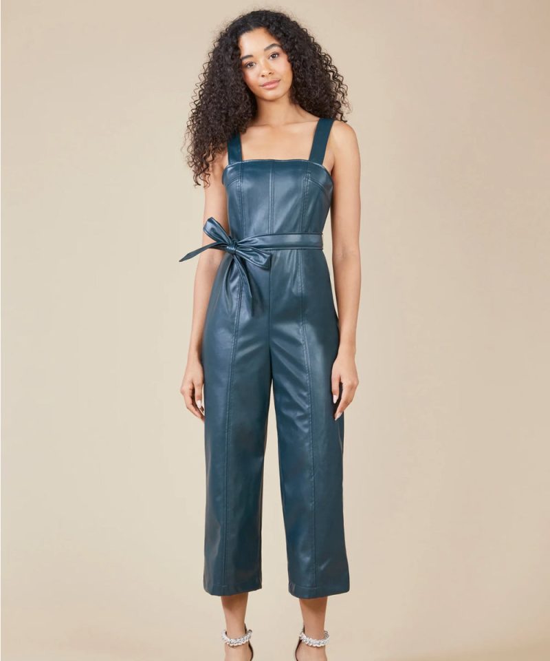 Women sSleevlessUtilityLeatherJumpsuit2