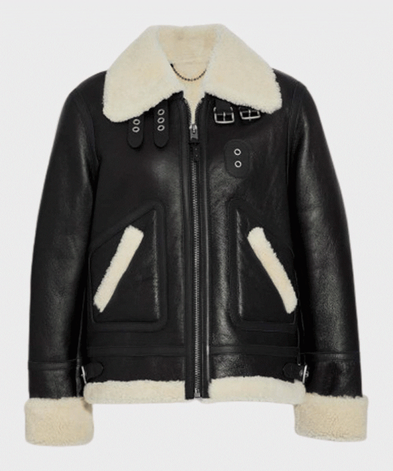 Womens Aviator Ivory Shearling Leather Jacket 99908034 9b5a 493f 8d18 6bf9c3716859