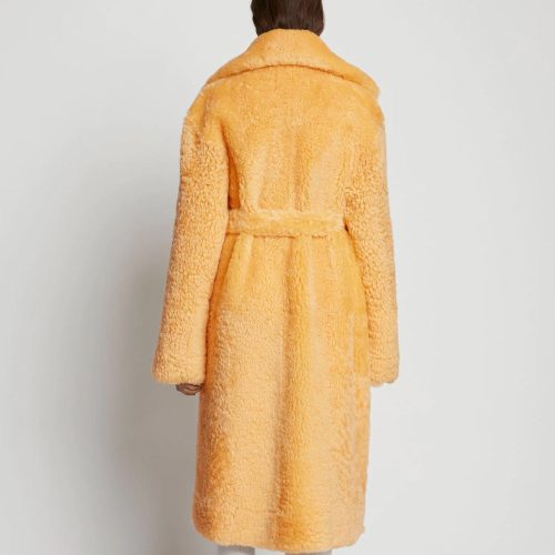 WomensApricotSoftCurlyFurShearlingLongCoat