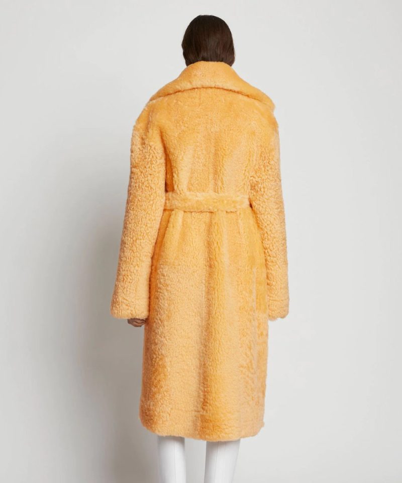 WomensApricotSoftCurlyFurShearlingLongCoat