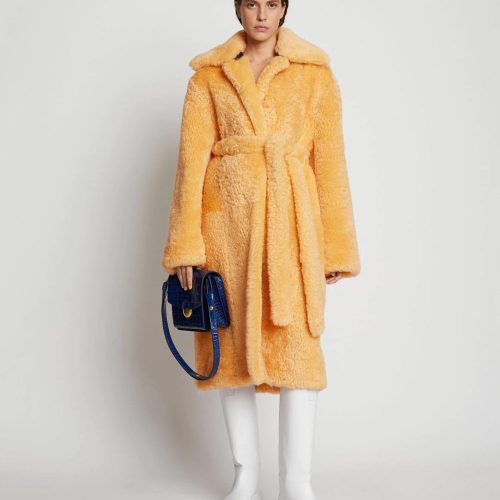 WomensApricotSoftCurlyFurShearlingLongCoat2