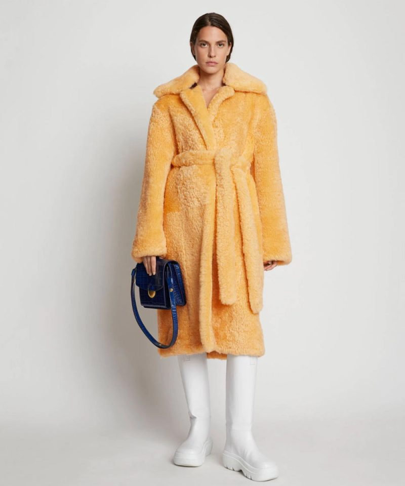 WomensApricotSoftCurlyFurShearlingLongCoat2