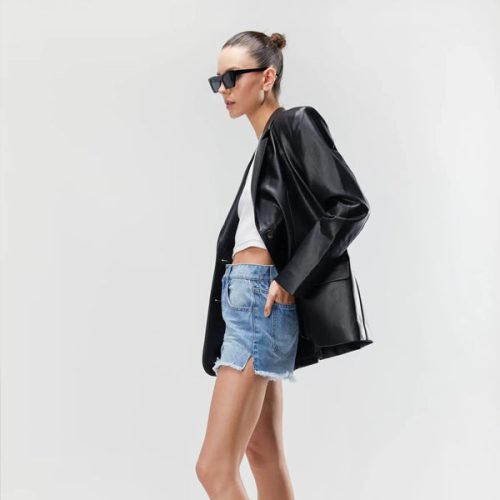 WomensBlackSoftLeatherBlazer