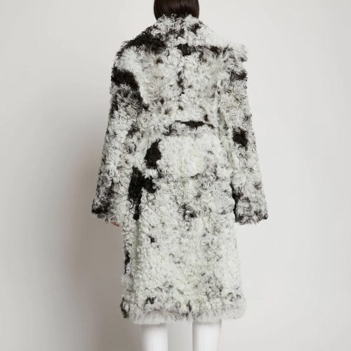 WomensBlack WhiteFurShearlingLongCoat