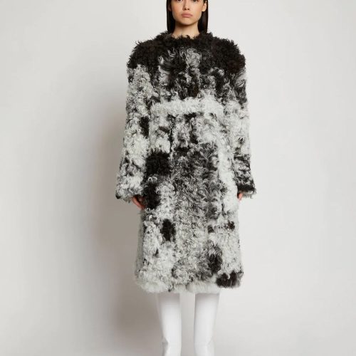 WomensBlack WhiteFurShearlingLongCoat2