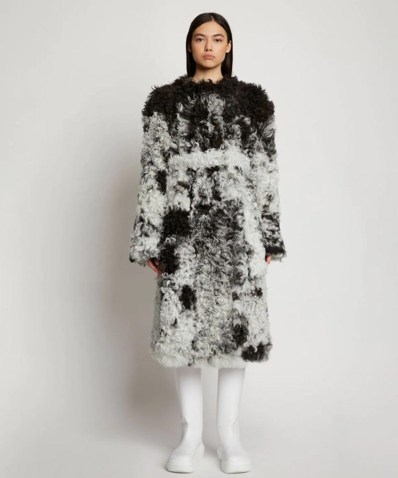 WomensBlack WhiteFurShearlingLongCoat2