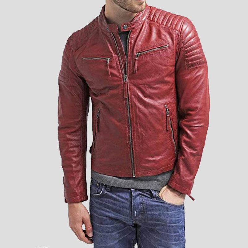 asher red quilted leather jacket 1