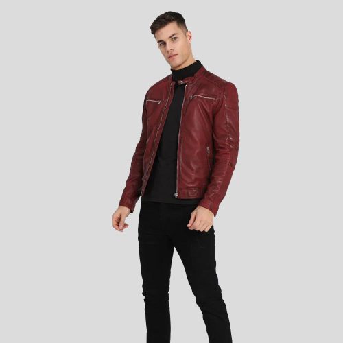 biker leather jacket ben red 2