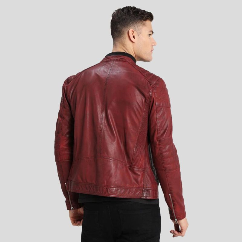 biker leather jacket ben red 3