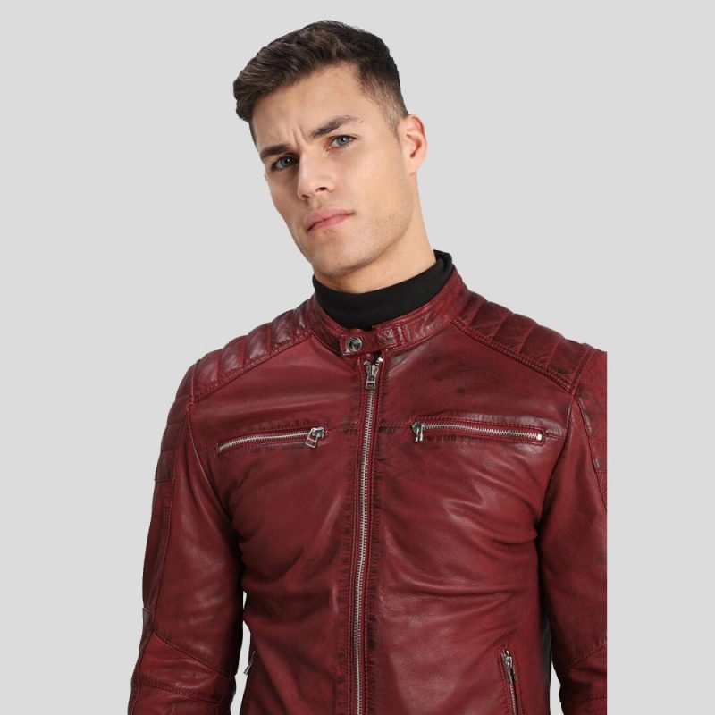 biker leather jacket ben red 4