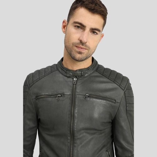 biker leather jacket black buck 4