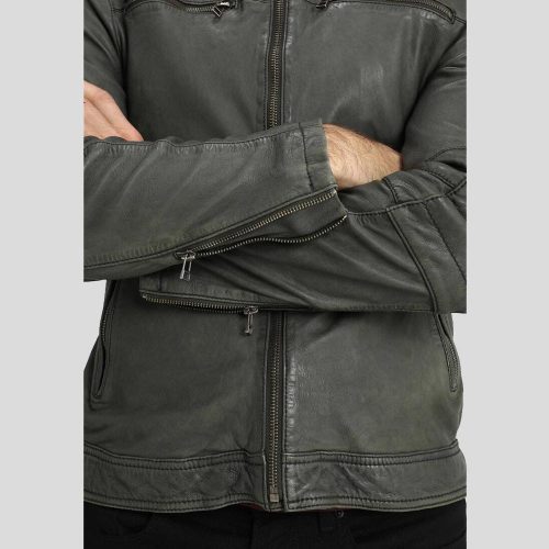 biker leather jacket black buck 5