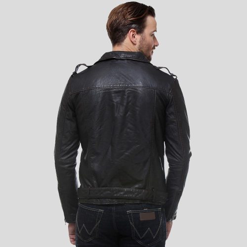 biker leather jacket black freddie 3