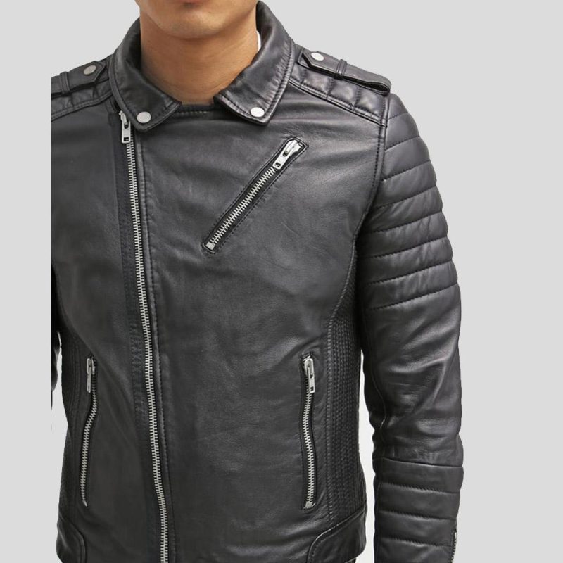 biker leather jacket cain black 3