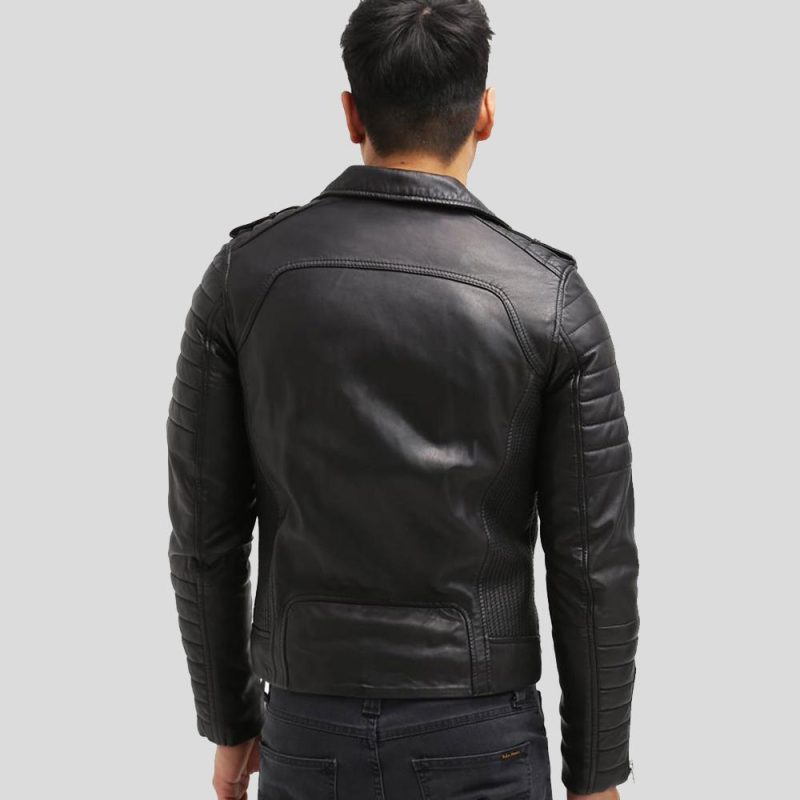 biker leather jacket cain black 5