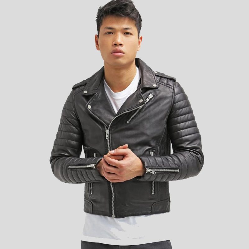 biker leather jacket cain black 6