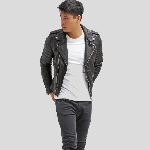 biker leather jacket cain black 7