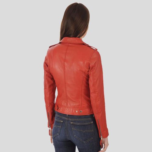 biker leather jacket callie red 2