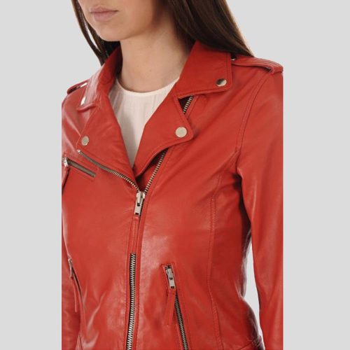 biker leather jacket callie red 3