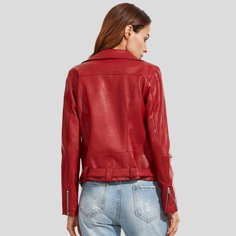 biker leather jacket diana red 3