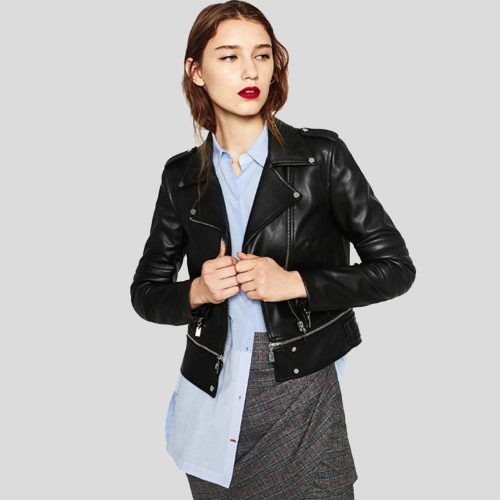 biker leather jacket elise black 1