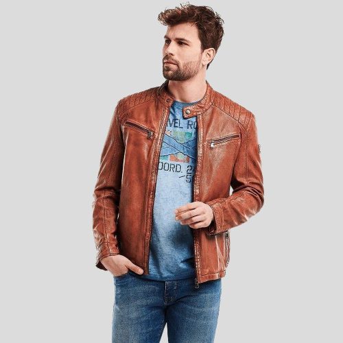 biker leather jacket finley brown 2