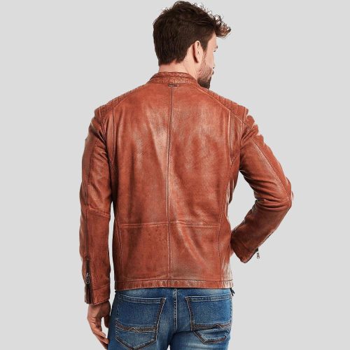 biker leather jacket finley brown 3