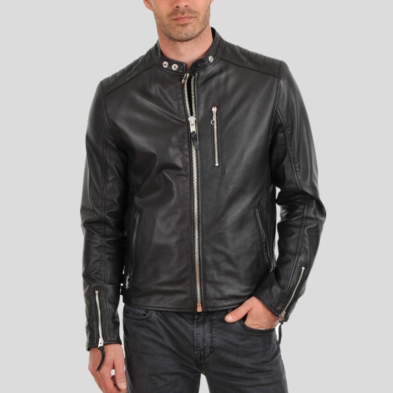 biker leather jacket fraser black 2