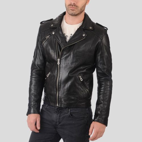 biker leather jacket gregor black 2