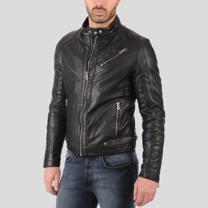 biker leather jacket hector black 2