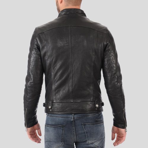 biker leather jacket hector black 3