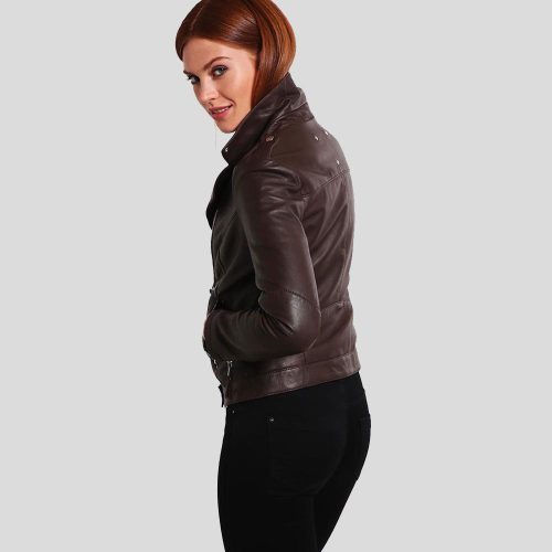 biker leather jacket luna brown 2