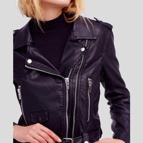 biker leather jacket sara black 3