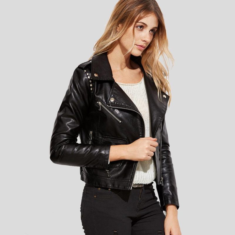 biker leather jacket scarlett black 3