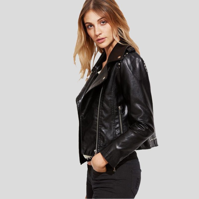 biker leather jacket scarlett black 4