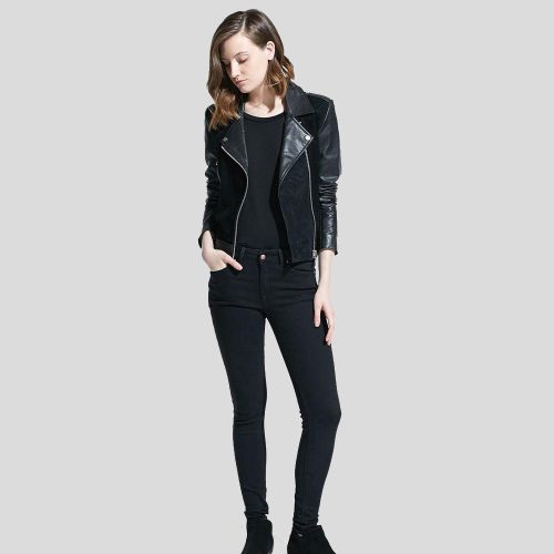 biker leather jacket women mia black 1