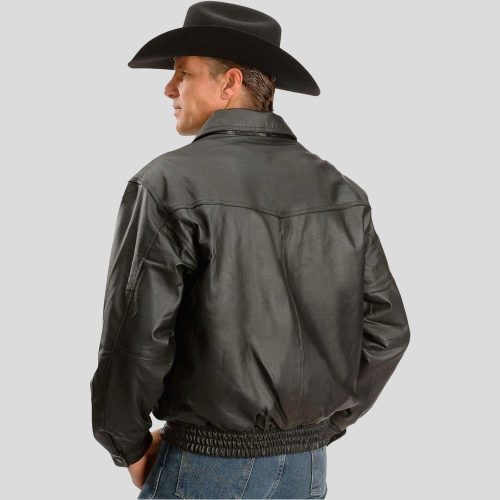 black bomber leather jacket berto mens 2