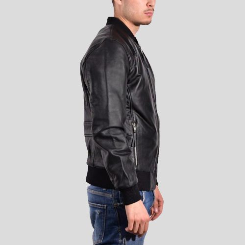 black bomber leather jacket bran mens 3