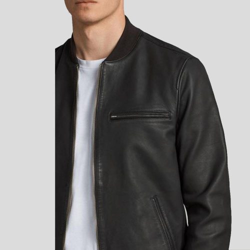 black bomber leather jacket josa men 2