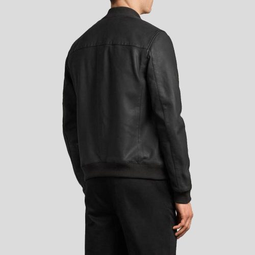 black bomber leather jacket josa men 4