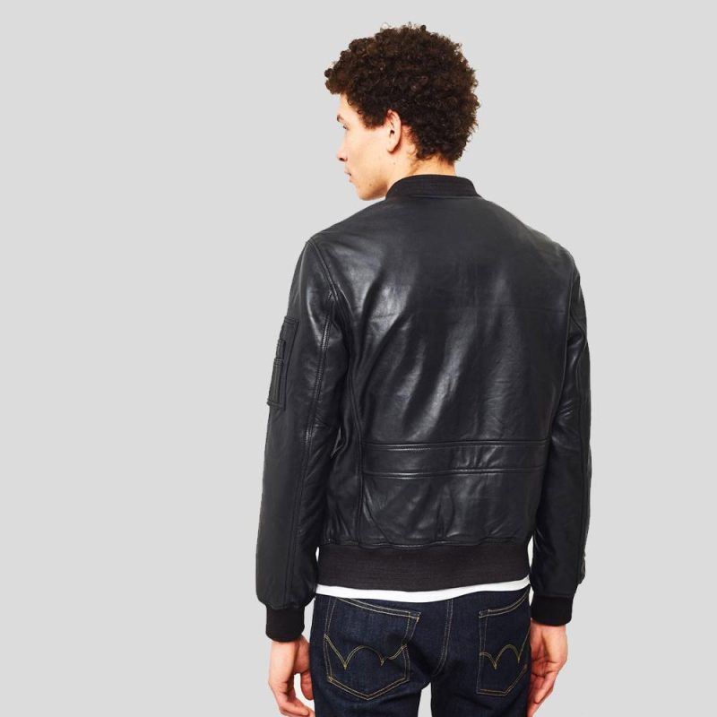 black bomber leather jacket leon mens 3