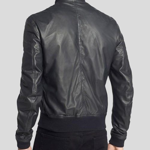 black bomber leather jacket lymo men 2