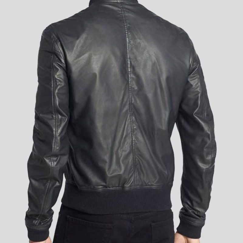 black bomber leather jacket lymo men 2