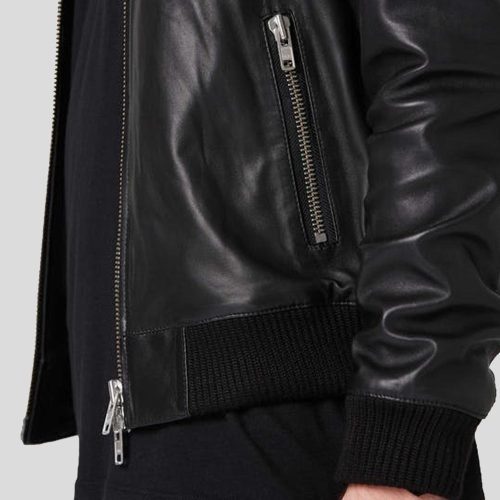 black bomber leather jacket mens luke 3