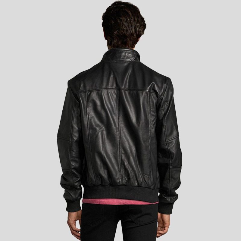 black bomber leather jacket mike mens 3